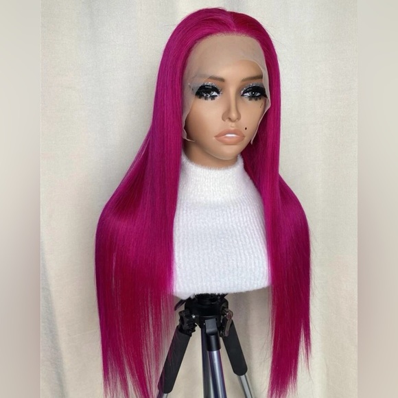 LN — 22” Human Hair 13x4 HD Hot Pink PRE CUT Lace Front Wig - Picture 2 of 11